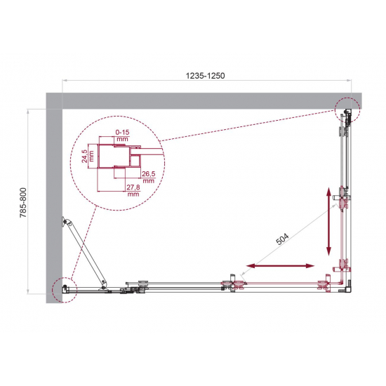 Душевой уголок BelBagno LUCE-AH-21-125/80-C-Cr стекло прозрачное, профиль хром