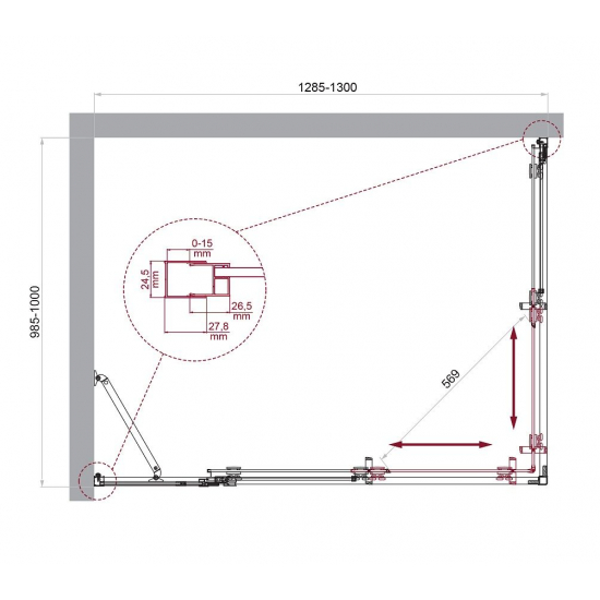 Душевой уголок BelBagno LUCE-AH-21-130/100-C-Cr стекло прозрачное, профиль хром