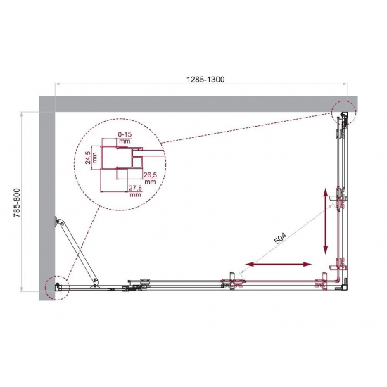 Душевой уголок BelBagno LUCE-AH-21-130/80-C-Cr стекло прозрачное, профиль хром