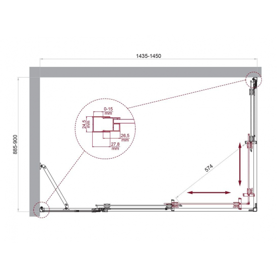 Душевой уголок BelBagno LUCE-AH-21-145/90-C-Cr стекло прозрачное, профиль хром