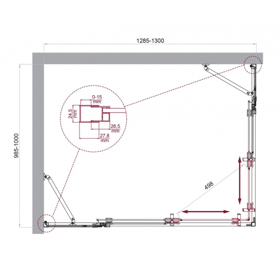 Душевой уголок BelBagno LUCE-AH-22-130/100-C-Cr стекло прозрачное, профиль хром
