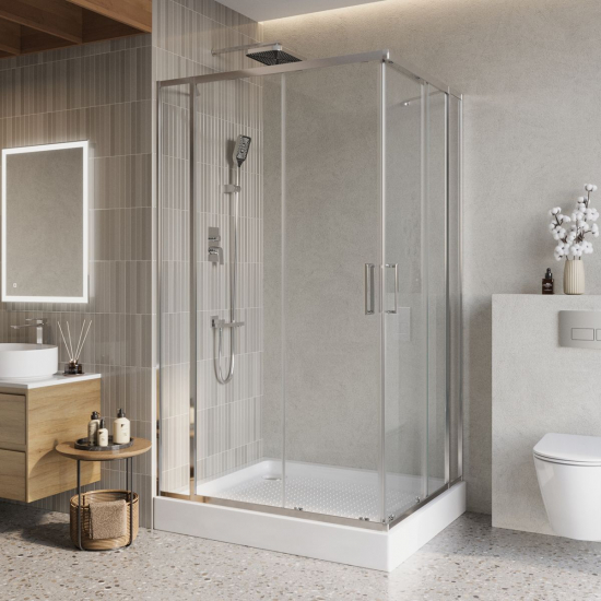Душевой уголок BelBagno LUCE-AH-22-130/105-C-Cr стекло прозрачное, профиль хром