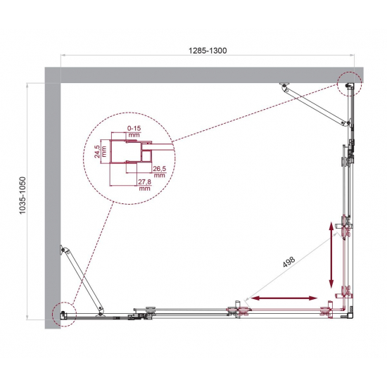 Душевой уголок BelBagno LUCE-AH-22-130/105-C-Cr стекло прозрачное, профиль хром