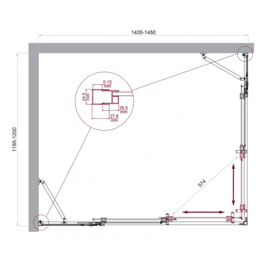 Душевой уголок BelBagno LUCE-AH-22-145/120-C-Cr стекло прозрачное, профиль хром