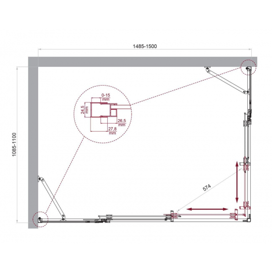 Душевой уголок BelBagno LUCE-AH-22-150/110-C-Cr стекло прозрачное, профиль хром