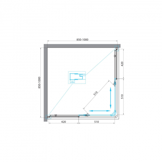 Душевой уголок BelBagno UNIQUE-A-2-85/100-M-Cr стекло матовое