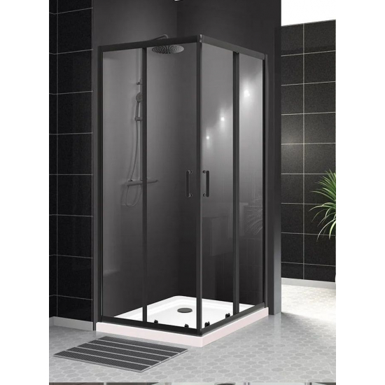 Душевой уголок BelBagno UNO-195-A-2-100-C-NERO стекло прозрачное