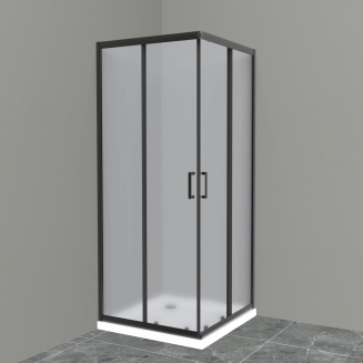 Душевой уголок BelBagno UNO-195-A-2-90-P-NERO стекло рифлёное