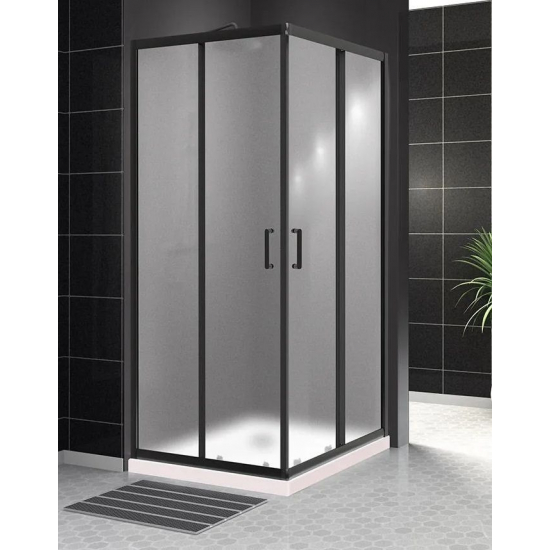 Душевой уголок BelBagno UNO-195-A-2-90-P-NERO стекло рифлёное