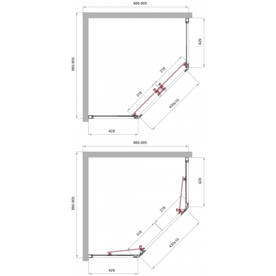 Душевой уголок BelBagno UNO-195-P-2-90-C-Cr стекло прозрачное