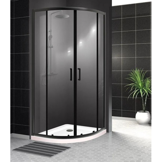 Душевой уголок BelBagno UNO-195-R-2-100-C-NERO стекло прозрачное