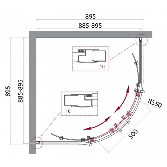 Душевой уголок BelBagno UNO-195-R-2-90-C-Cr стекло прозрачное