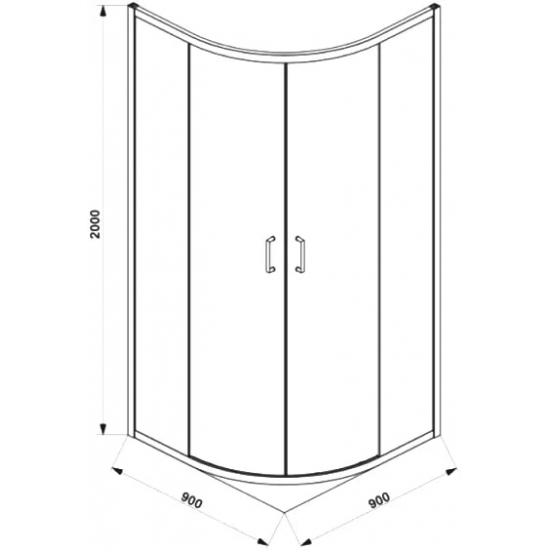 Душевой уголок BRAVAT Blackline 90х90х200