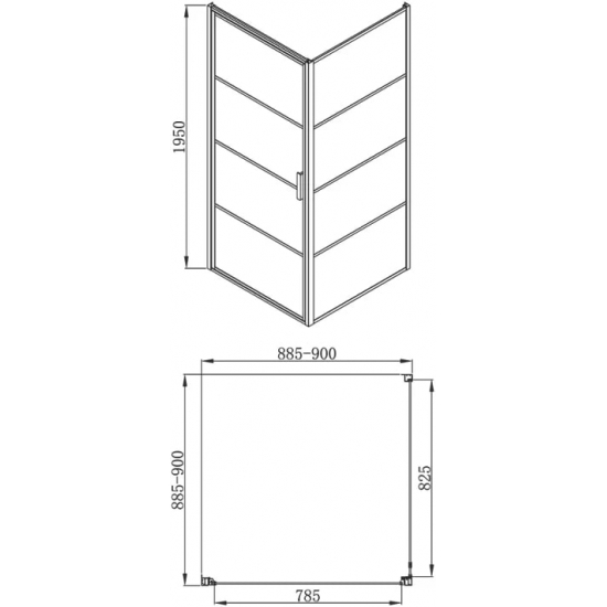 Душевой уголок BRAVAT Blackline BS090.2115B  90х90х195