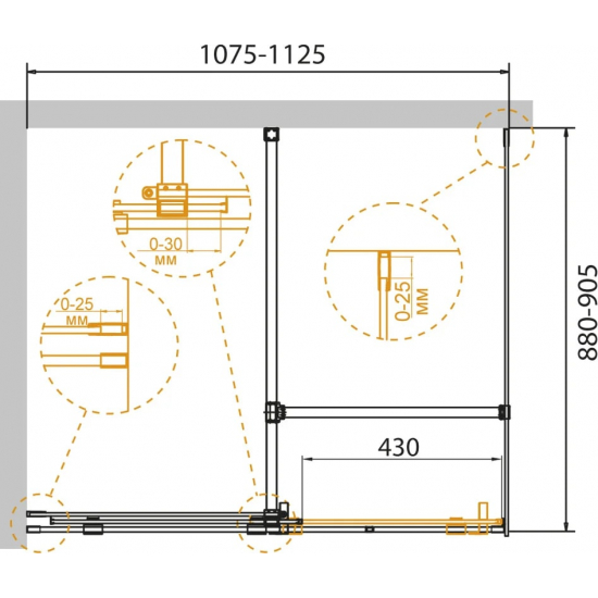 Душевой уголок CEZARES Stream 110x90 AH-1-110/90-C-Cr