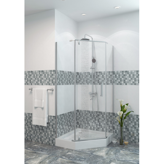 Душевой уголок EVA GOLD JY 029 100х100х185 трапеция, прозрачное стекло с поддоном