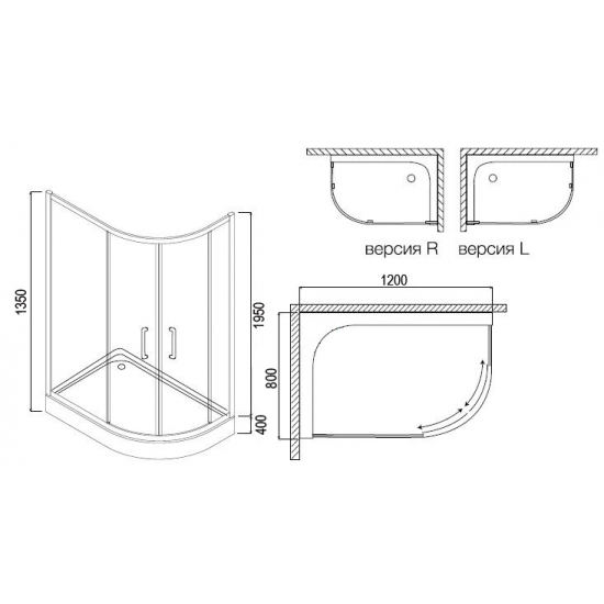 Душевой уголок LORANTO Sunway CS-827HL 120x80x195