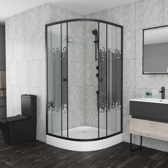 Душевой уголок NIAGARA Eco NG-003-14 black 80x80x195 мозаика, с низким поддоном