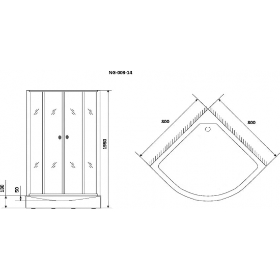 Душевой уголок NIAGARA Eco NG-003-14 black 80x80x195 мозаика, с низким поддоном