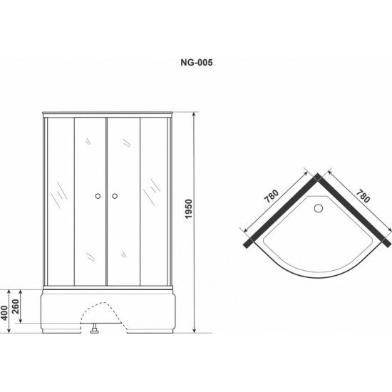 Душевой уголок NIAGARA Eco NG-005-08N 80x80x195 стекло матовое, с высоким поддоном