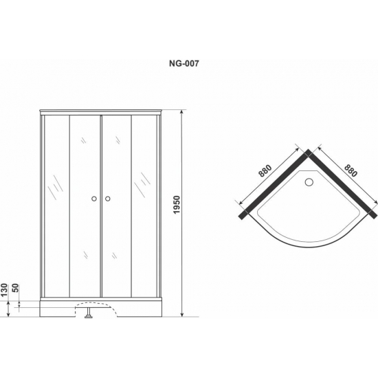 Душевой уголок NIAGARA Eco NG-007-08N 90x90x195 стекло матовое, с низким поддоном