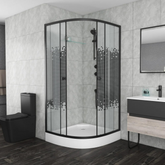 Душевой уголок NIAGARA Eco NG-007-14 black 90x90x195 мозаика, с низким поддоном