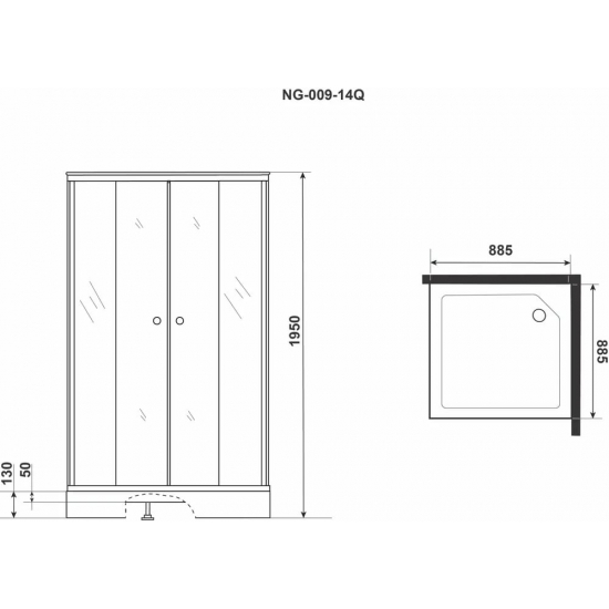 Душевой уголок NIAGARA Eco NG-009-14Q 90x90x195 стекло матовое, с поддоном 