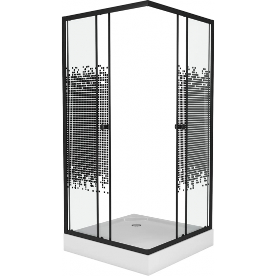 Душевой уголок NIAGARA Eco NG-010-14Q black 100x100x195 мозаика, с поддоном