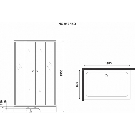 Душевой уголок NIAGARA Eco NG-012-14Q 120x80x195 стекло матовое, с поддоном