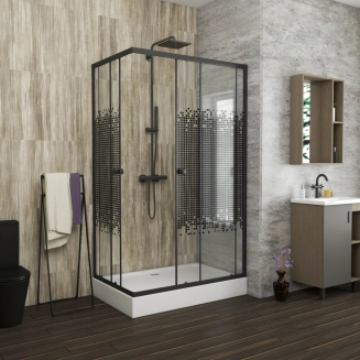 Душевой уголок NIAGARA Eco NG-012-14Q black 120x80x195 мозаика, с поддоном