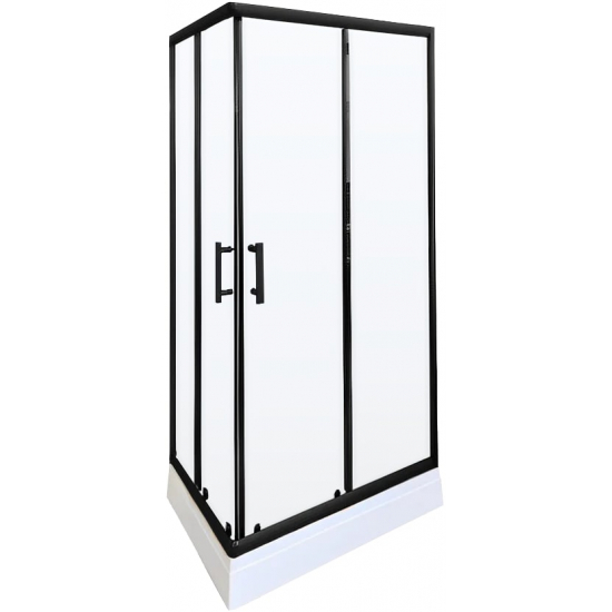 Душевой уголок PARLY QZ71B 70x100x195 стекло прозрачное, профиль чёрный, низкий поддон