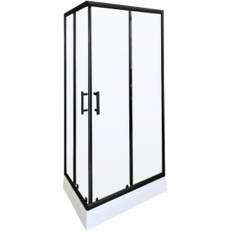 Душевой уголок PARLY QZ81B 80x100x195 стекло прозрачное, профиль чёрный низкий поддон