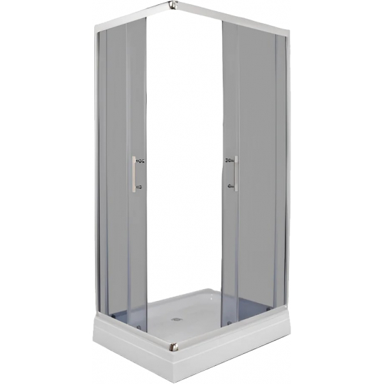 Душевой уголок PARLY QZ81S 80x100x195 стекло тонированное, профиль хром, низкий поддон