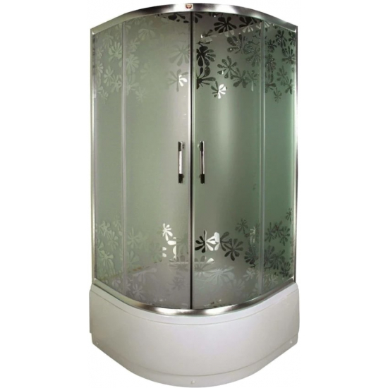 Душевой уголок PARLY Z900 90x90x195 стекло матовое с узором, профиль хром с поддоном