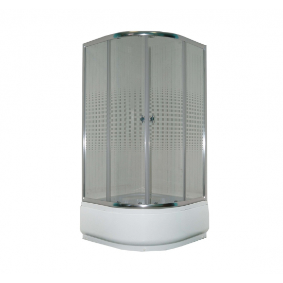 Душевой уголок PARLY Z901 90x90x193 стекло прозрачное с узором, профиль хром с поддоном