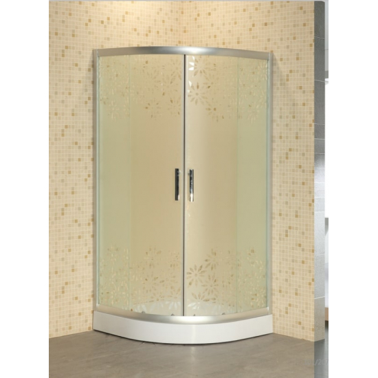Душевой уголок PARLY Z91 90x90x195 стекло матовое с узором, профиль хром с поддоном