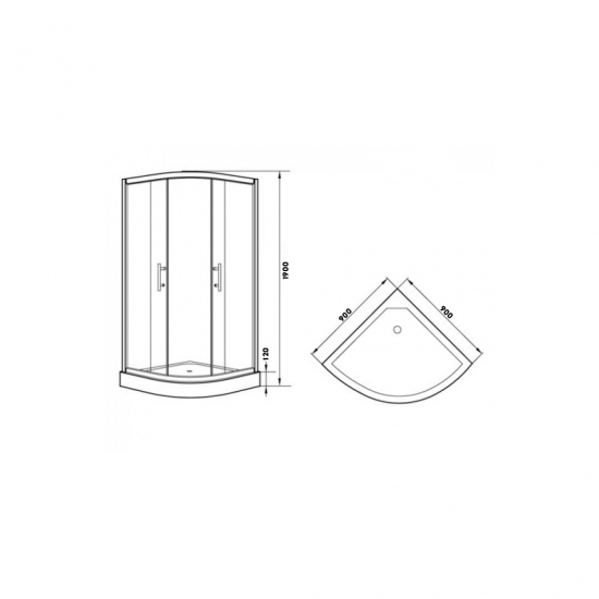 Душевой уголок PARLY Z91 90x90x195 стекло матовое с узором, профиль хром с поддоном