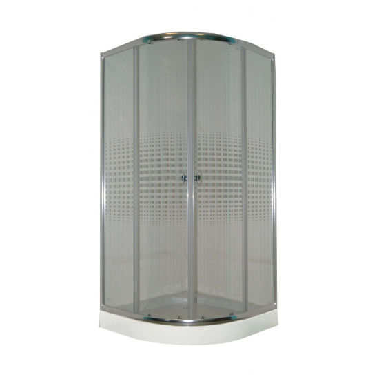 Душевой уголок PARLY Z9111 90x90x193 стекло прозрачное с узором, профиль хром с поддоном