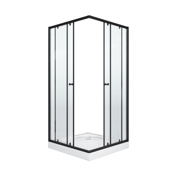 Душевой уголок PARLY ZEQ911B 90x90x190 стекло прозрачное, профиль чёрный, низкий поддон