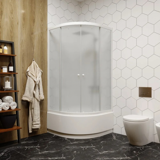 Душевой уголок PARLY ZF90 90x90x195 стекло матовое, профиль хром с поддоном