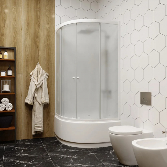 Душевой уголок PARLY ZF90 90x90x195 стекло матовое, профиль хром с поддоном