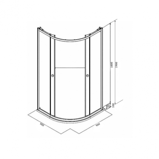 Душевой уголок PARLY ZF91 90x90x190 стекло матовое, профиль белый с поддоном