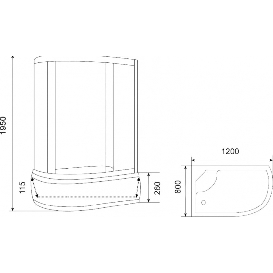 Душевой уголок PARLY ZFM1201 L 120x80x195 стекло матовое, профиль хром с поддоном