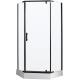 Душевой уголок PARLY ZPE911B 90x90x195 стекло прозрачное, профиль чёрный, низкий поддон