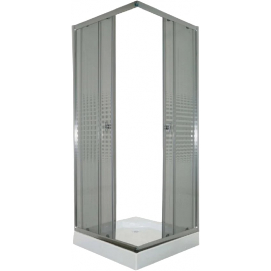 Душевой уголок PARLY ZQ8111 80x80x193 стекло прозрачное с узором, профиль хром с поддоном