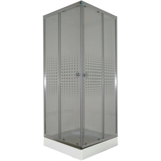 Душевой уголок PARLY ZQ8111 80x80x193 стекло прозрачное с узором, профиль хром с поддоном