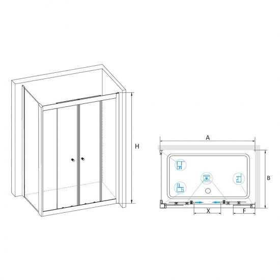 Душевой уголок RGW Classic CL-43-1 130x100 стекло прозрачное, профиль хром