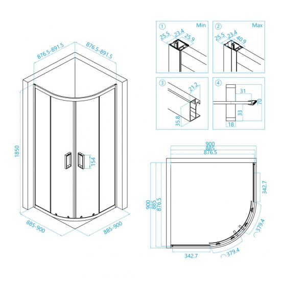 Душевой уголок RGW Classic CL-54 90x90 стекло прозрачное, профиль хром