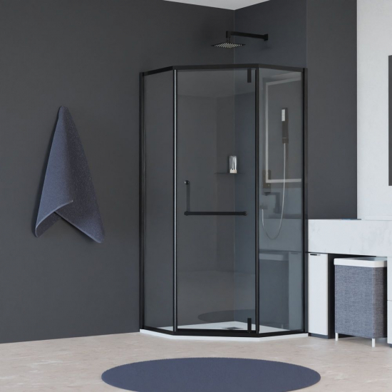 Душевой уголок RGW Hotel HO-084B 90x90 стекло прозрачное, профиль чёрный