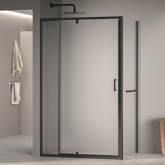 Душевой уголок RGW Passage PA-078-1B (PA-008B+Z-060-2B) 90x80 стекло прозрачное, профиль чёрный